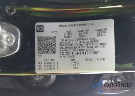 2022 Chevrolet Colorado 4Wd Short Box Lt z USA, uszkodzony, nr VIN 1GCGTCEN1N1259657